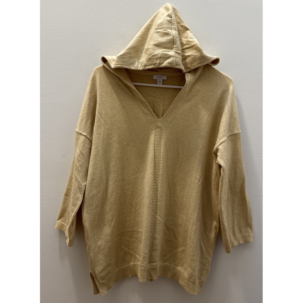 J. Jill PureJill Yellow Hooded 3/4 length sleeve Sweater Size Medium